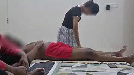 Happy ending hot massage infront of step sister