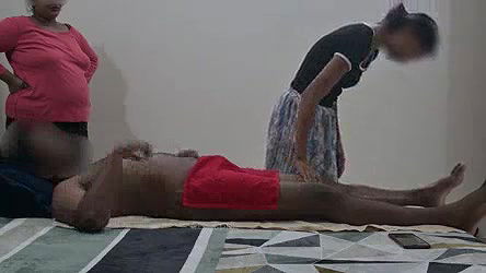 Happy ending hot massage infront of step sister