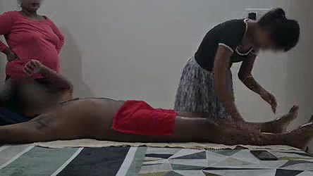 Happy ending hot massage infront of step sister