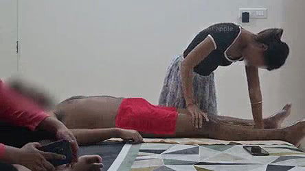 Happy ending hot massage infront of step sister