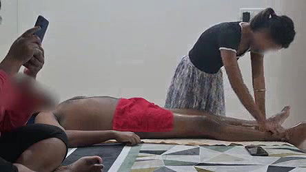 Happy ending hot massage infront of step sister