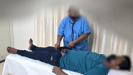 Happy ending done by a nurse in hospital for patient