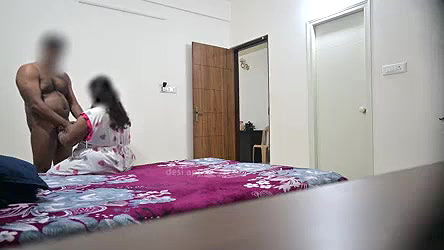 Fucking girlfriend mouth and blowjob while maid cleaning room