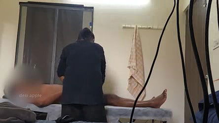 Customer flashing dick and convincing massage girl to jerk his small black dick