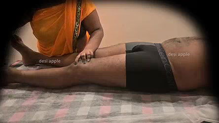 Asian aunty removing hair for young boy