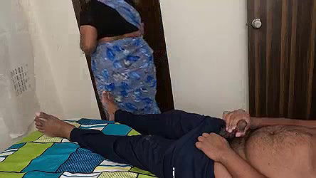 Andhra maid jerking young boy dick while working