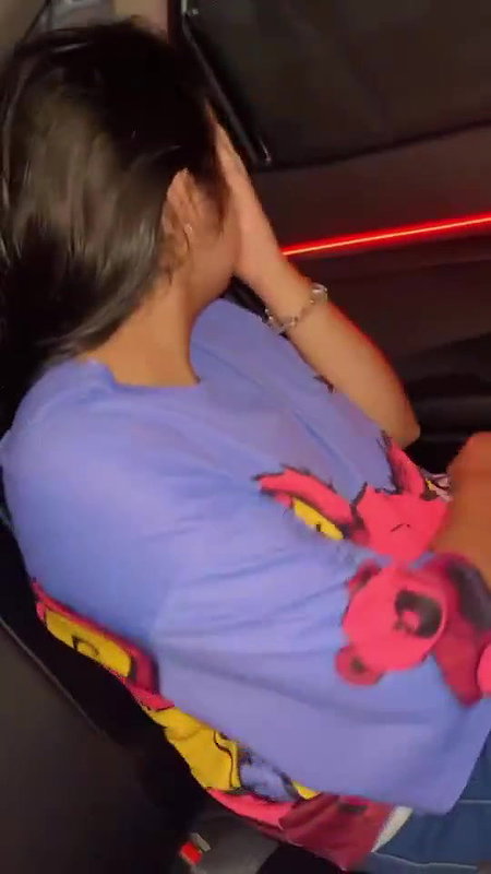 Cute girl having in car