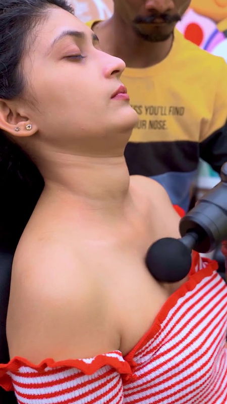 :Lucky guy massaging milky white girl boobs and face