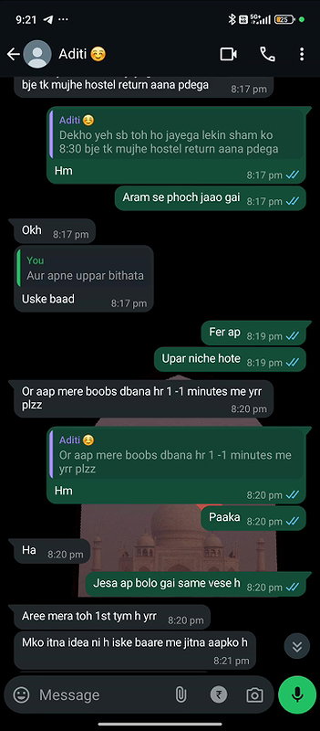 Girlfriend ke sath ki chats on whatsapp Chut se nikla paani ladki ne liye maze