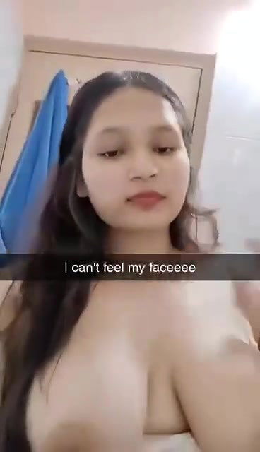 Beautiful Gf Spitting On Her Bigboobs