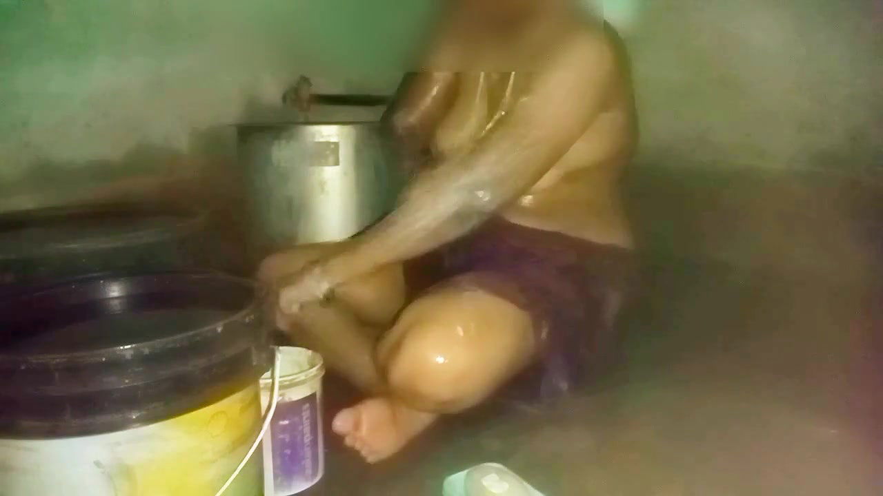Indian Aunty Bathing in Village Home