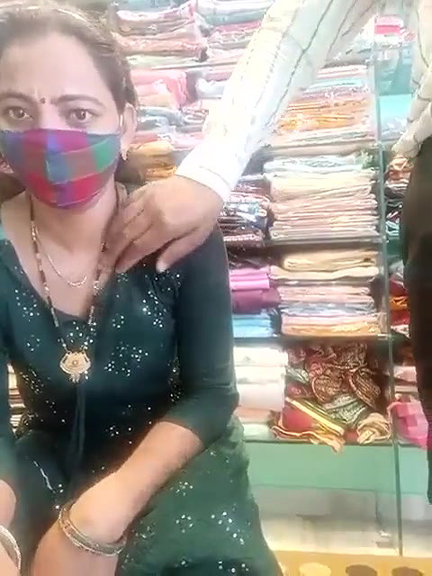 Horny Bhabi in Green Salwar Showing Pussy and Ass in Shop