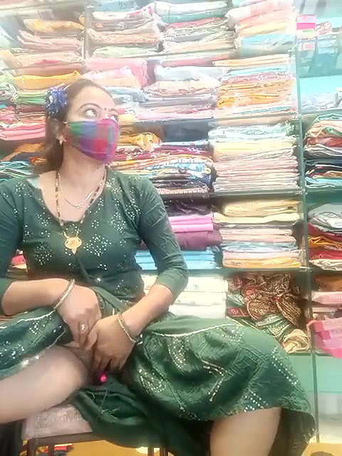 Horny Bhabi in Green Salwar Showing Pussy and Ass in Shop