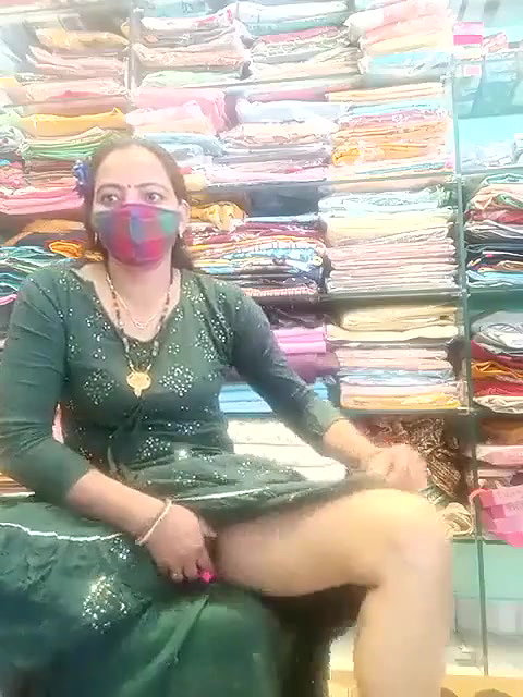 Horny Bhabi in Green Salwar Showing Pussy and Ass in Shop