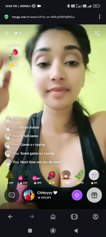 Telugu Insta Girl Chandu Charms aka chittyyyy Topless Boobs on Tango 121 Live