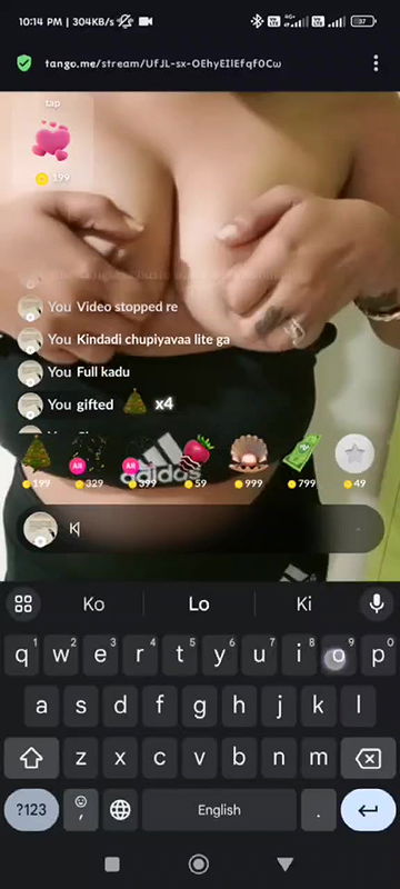 Telugu Insta Girl Chandu Charms aka chittyyyy Topless Boobs on Tango 121 Live