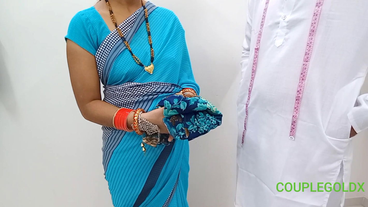 Helping Indian girl to stick her bloose