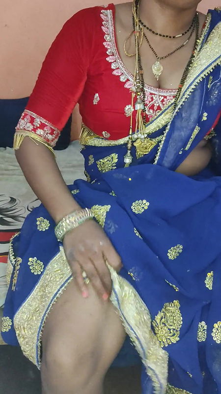 Left Stepsister of Indian Village in Lal Saari, Left Aunty of Indian Village in Lal Sari