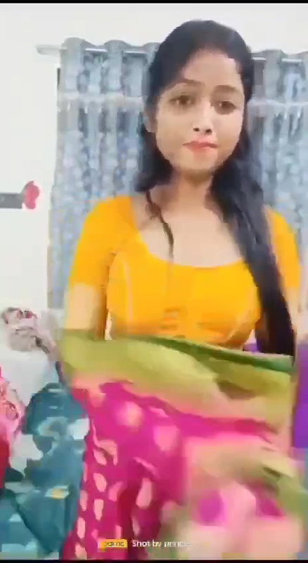Beautiful girl stripping sari and rubbing her pussy