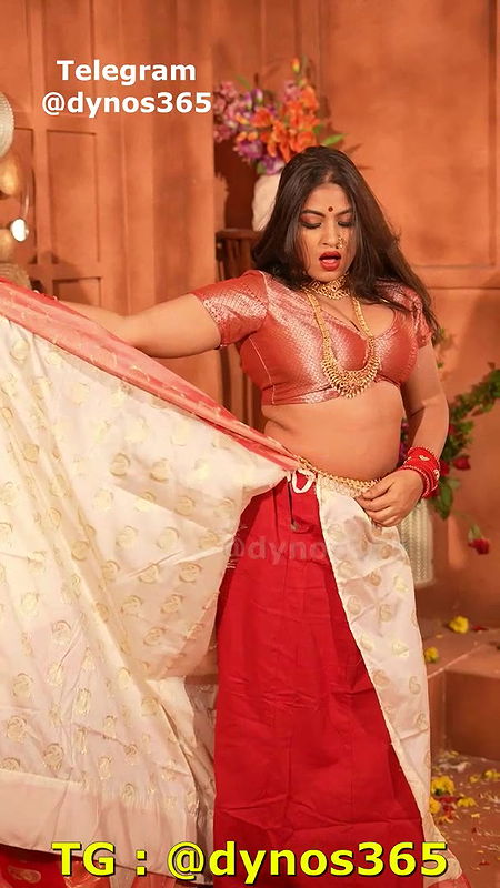 Sexy Anjali Gaud Hot Red Saree Strip To Full Nude
