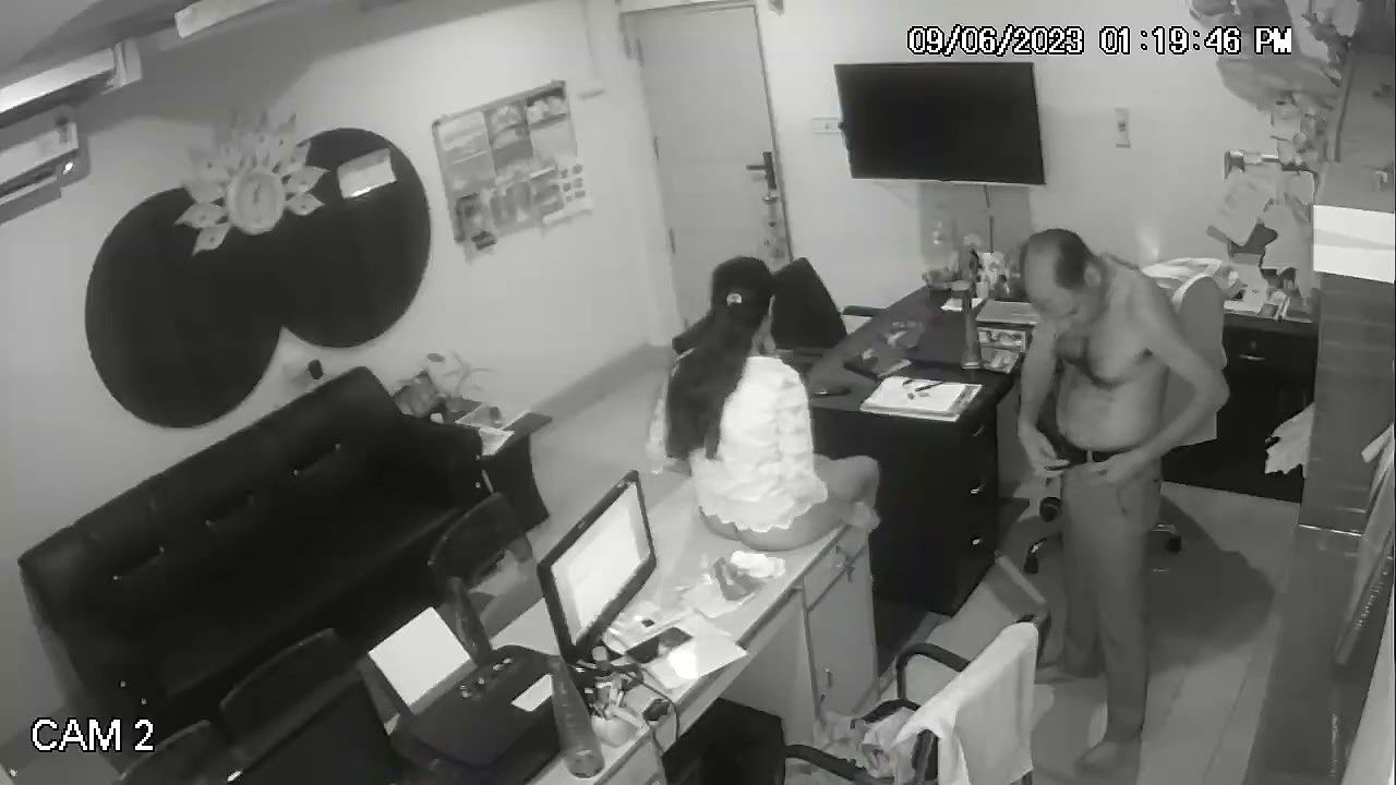 Boss fucking to secretary in office, recorded in cctv cameras