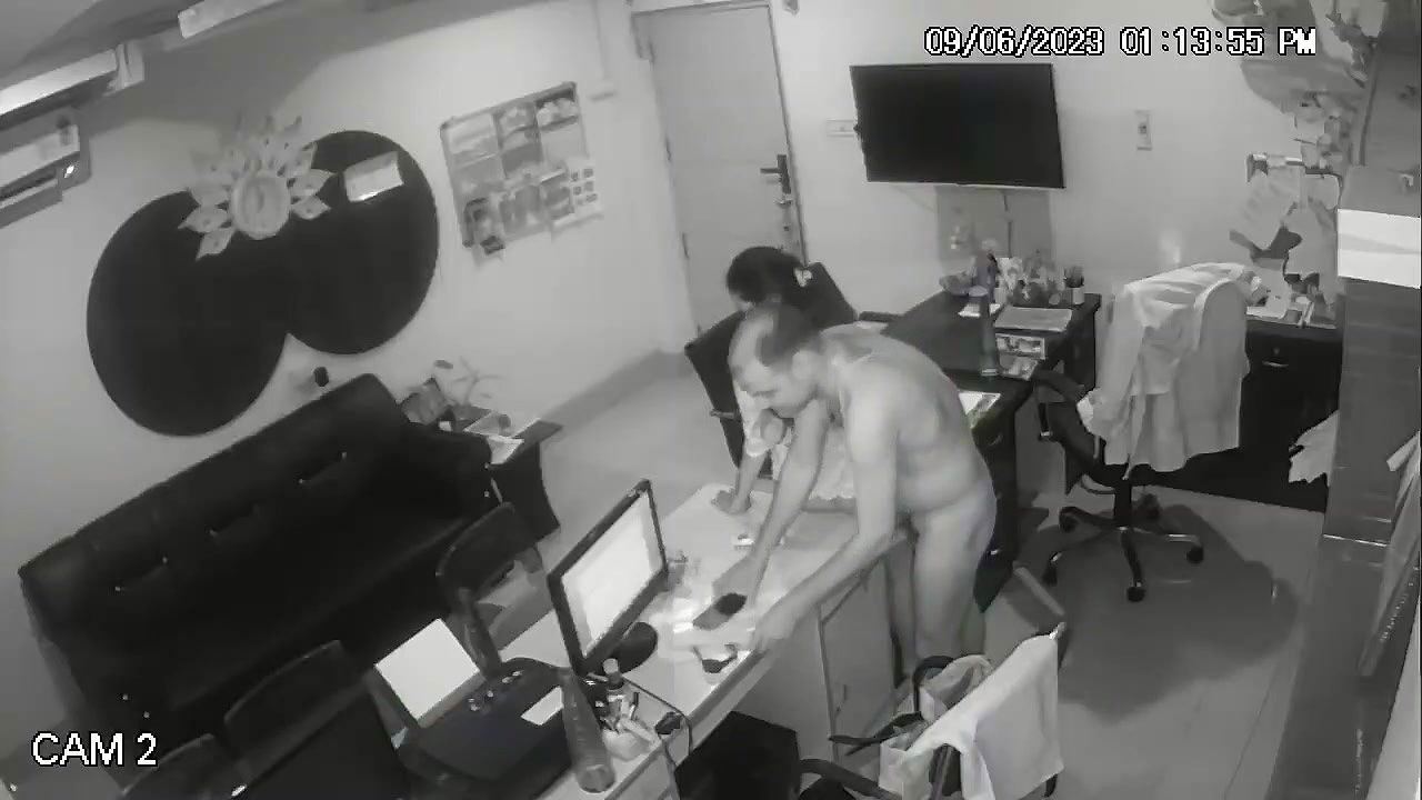 Boss fucking to secretary in office, recorded in cctv cameras