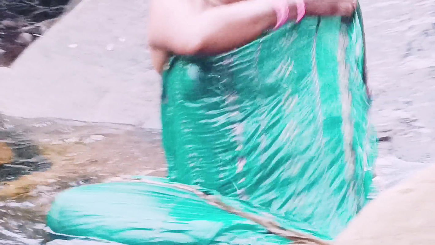Silk aunt in the fresh air Sex in the waterfall of Telugu Dirty conversations.
