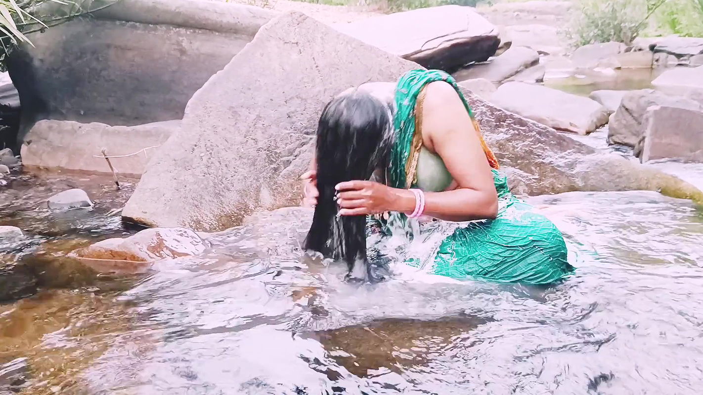 Silk aunt in the fresh air Sex in the waterfall of Telugu Dirty conversations.