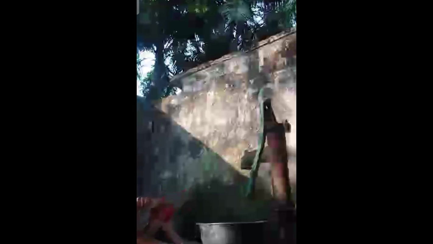 Indian telugu Village aunty natural bathing saggy boobs