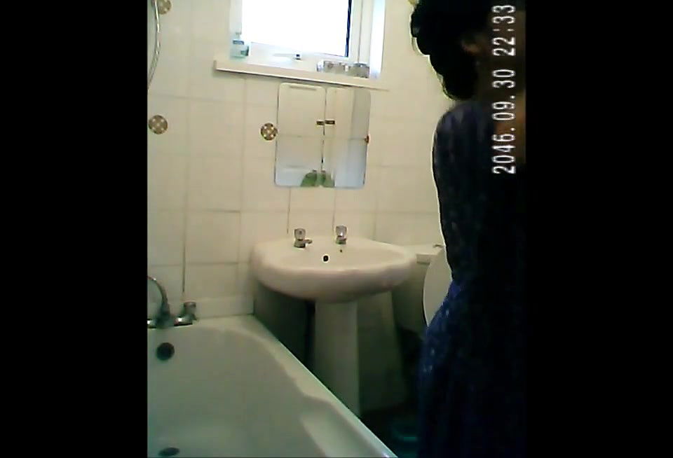 big boob babe cleaning bathroom andhower 1