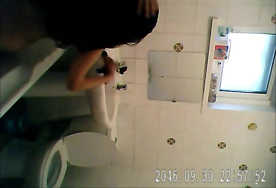 big boob babe cleaning bathroom andhower 2