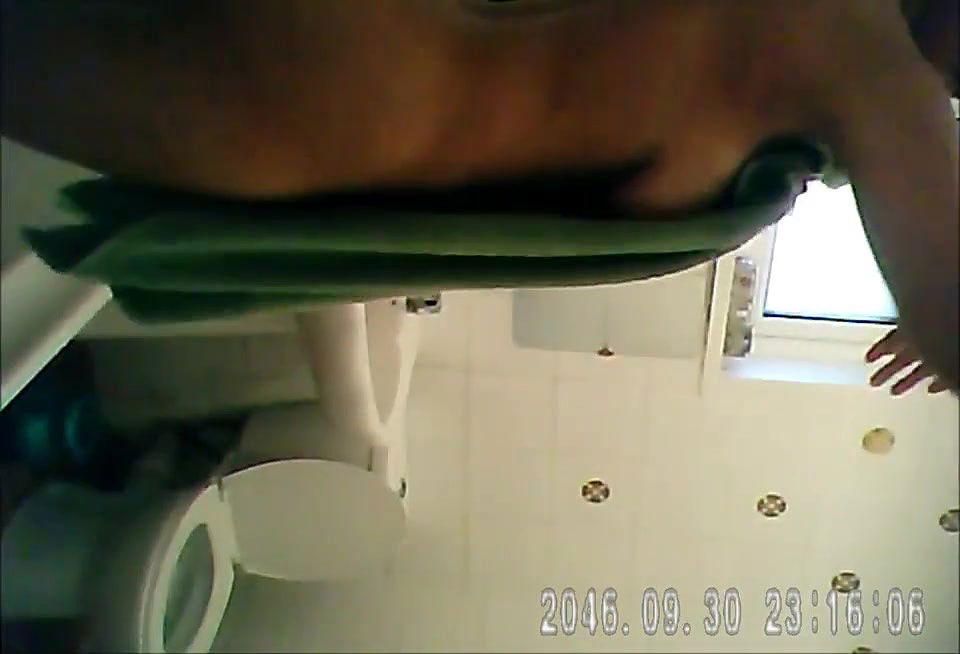 big boob babe cleaning bathroom andhower 2