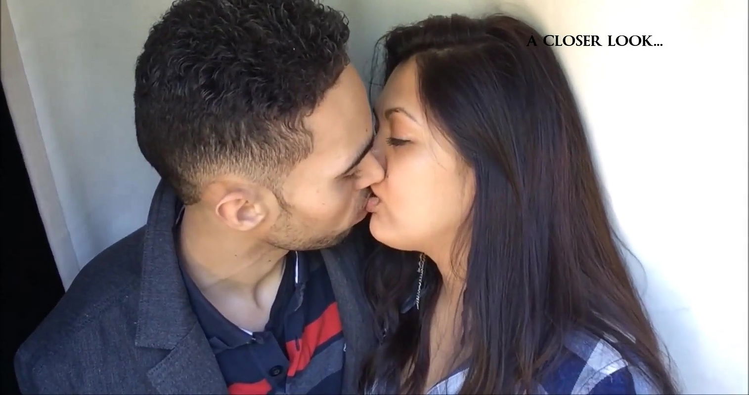 british indian couple passionate kissing