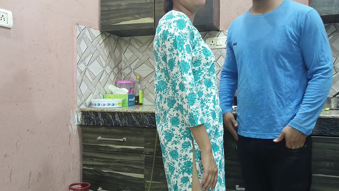 Beautiful Indian Step Mom Pussy and Ass Fucked Hard by Step Son while he is in kitchen Hindi