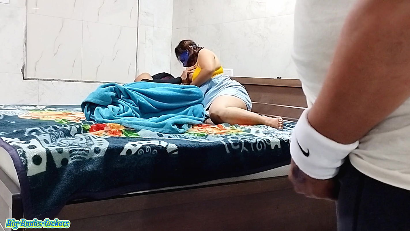 Cheating on her husband she had hard sex with her neighbor, then another guy watched it and masturbated