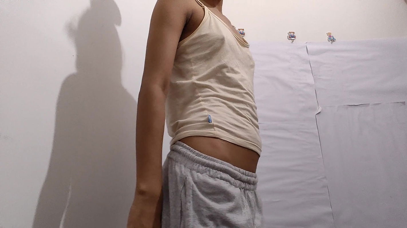 Cute baby doll, a teen girl hiding from family and masturbating