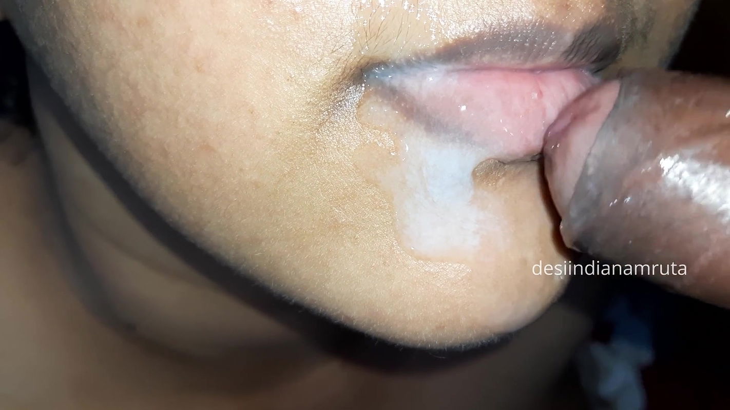 Desi Cute Indian Bhabhi gets Massive Cumshot in Beautiful Mouth & Lip from her Devar’s Cock !!