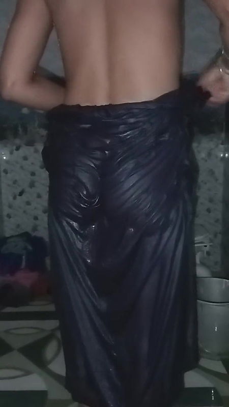 Desi village girl Priya Bhabhi bathing in bathroom while husband makes a video