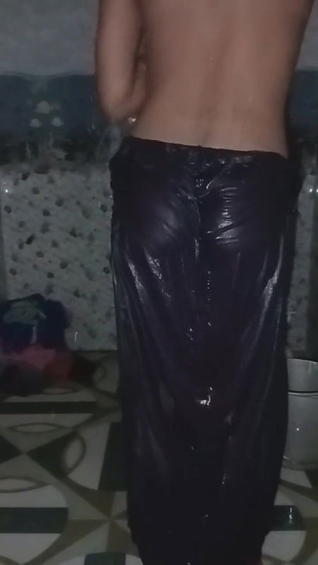 Desi village girl Priya Bhabhi bathing in bathroom while husband makes a video