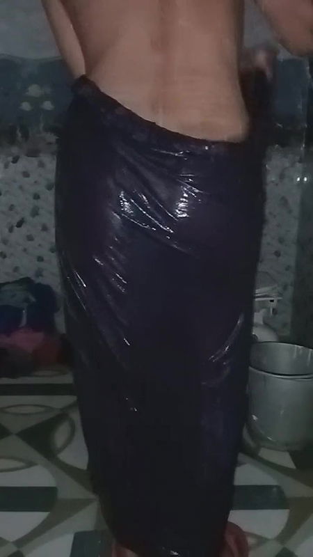 Desi village girl Priya Bhabhi bathing in bathroom while husband makes a video