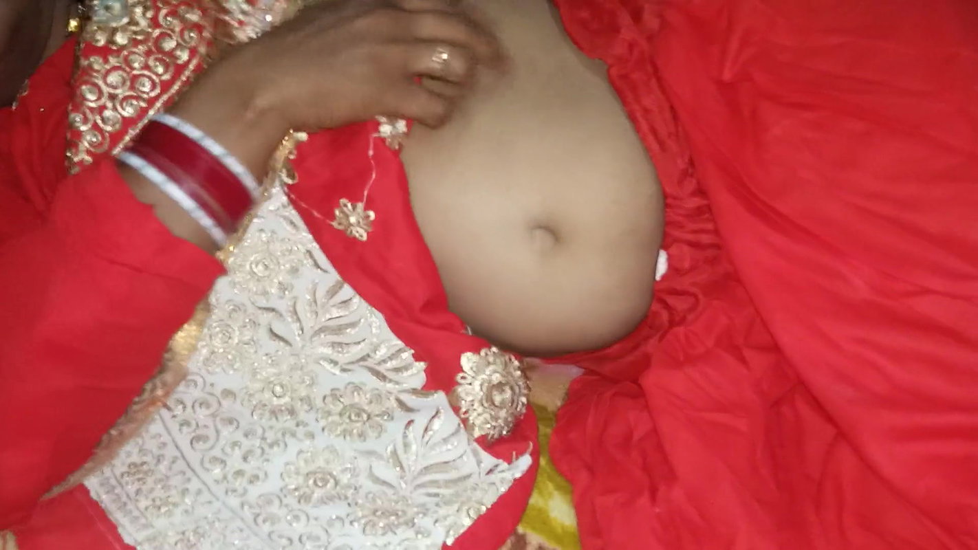 First marriage anniversary wife fucked in red suit salwar and wife riding on the dick
