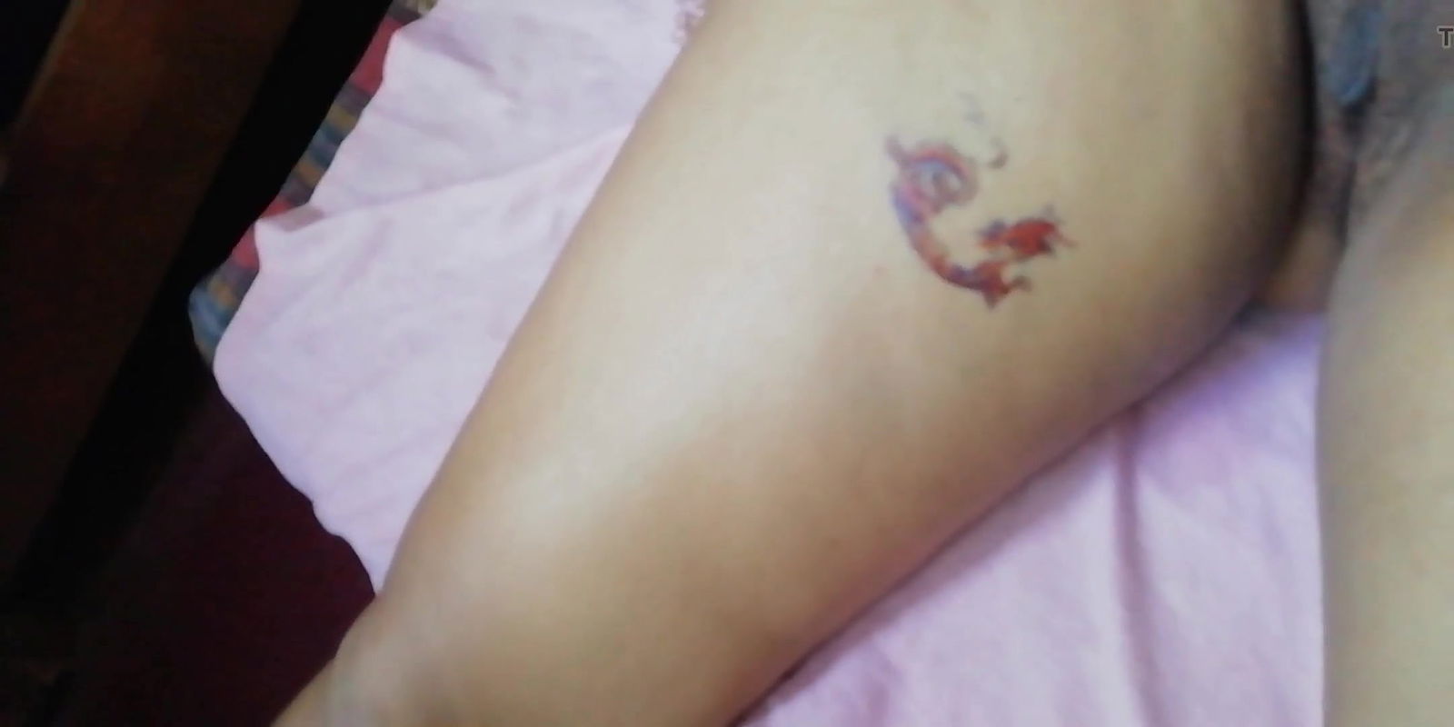 dragon tattoo on thigh near pussy