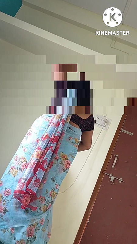 Desi bhabhi Saree blouse and bra wearing front of devar