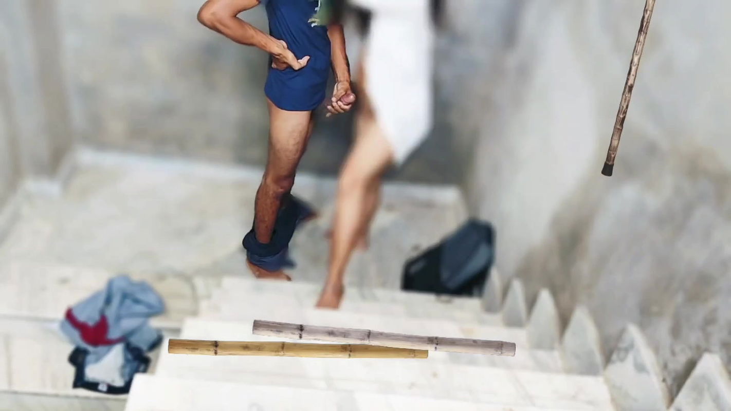 Indian college girl sex with her Classmate on Ladder full hindi sex , college couple hindi audio