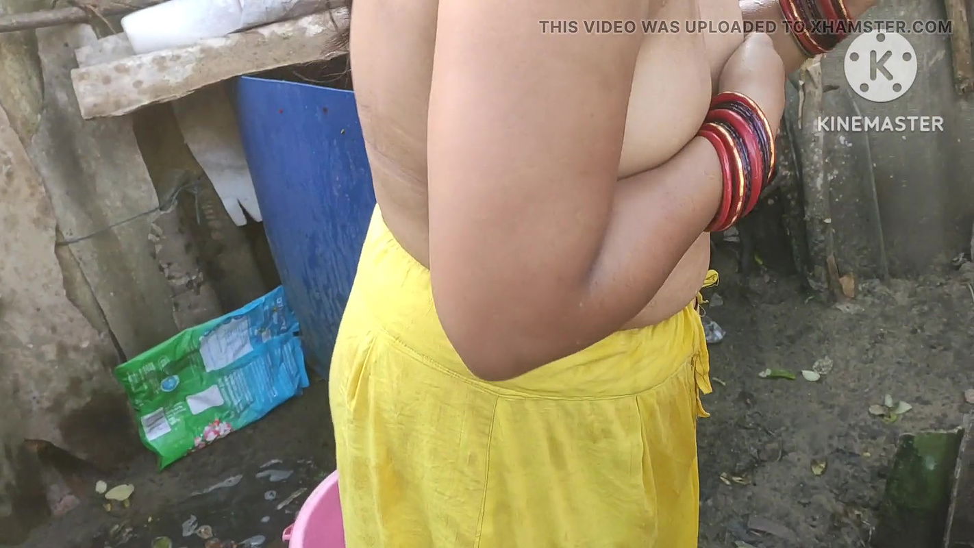 Indian bhabhi bathing outside hot