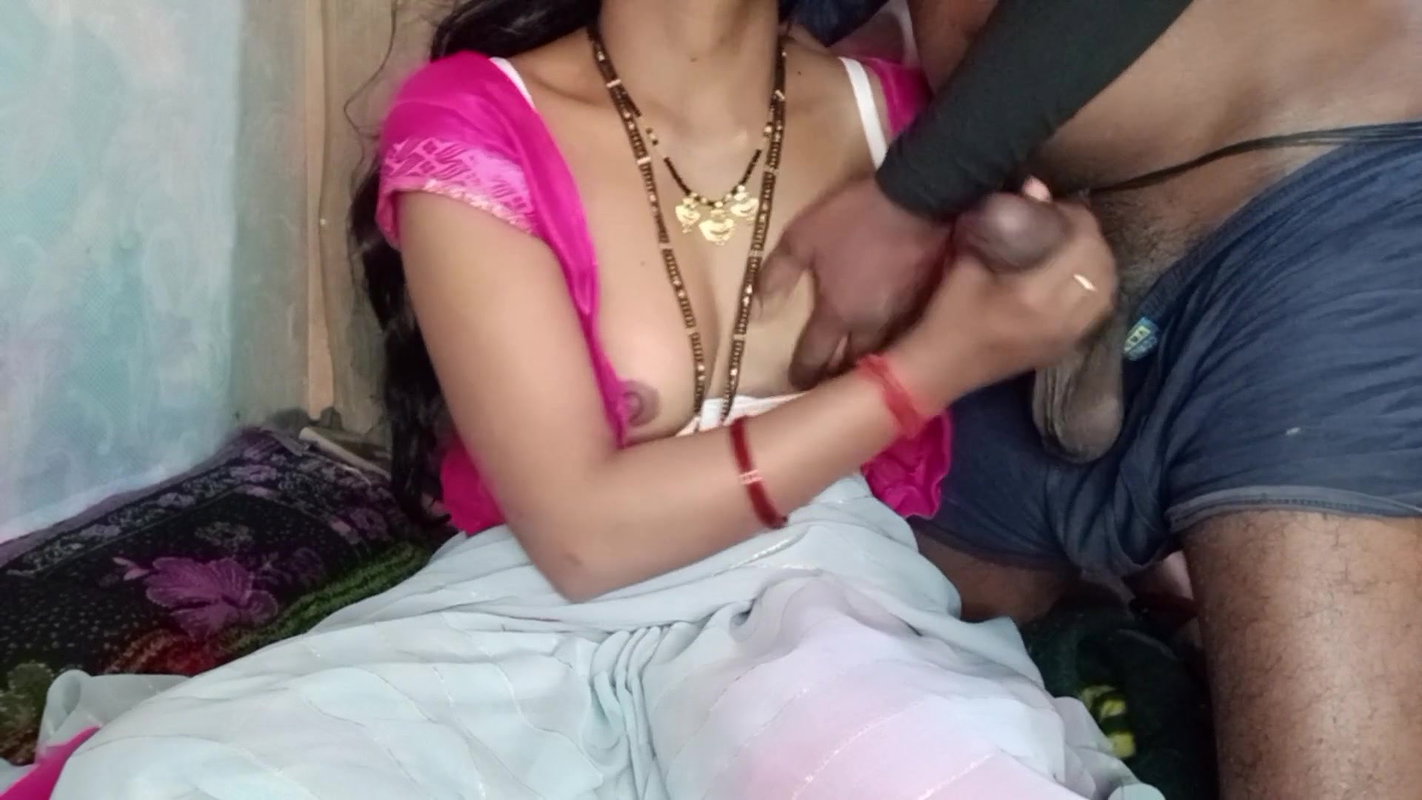 Hot Indian aunty pressed her big tits and got great pleasure by massaging her step son’s penis
