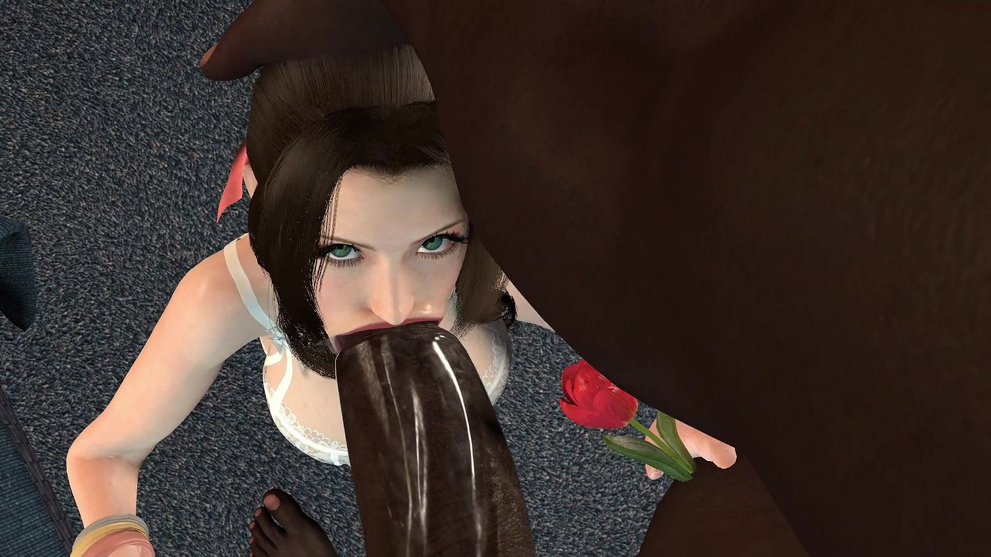 Busty and curvy Aerith from Final Fantasy deepthroat and fucked by Barret’s black monster cock