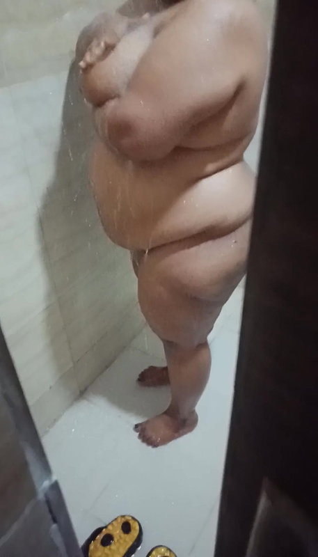 Indian wife taking shower and husband record