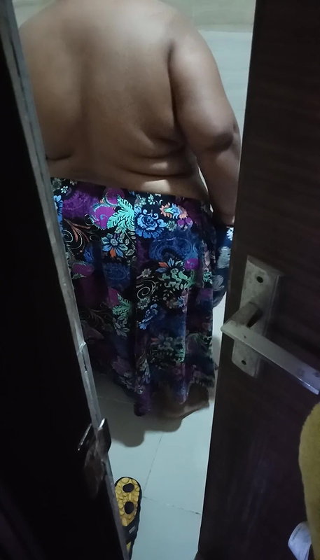 Indian wife taking shower and husband record