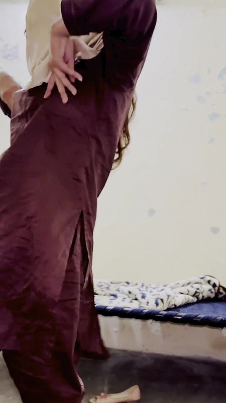 University girl dance in hostel room